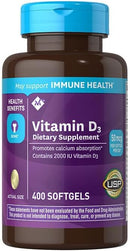 Member's Mark Vitamin D3 50 mcg (2000 IU) Dietary Supplement Softgels (400 ct.)